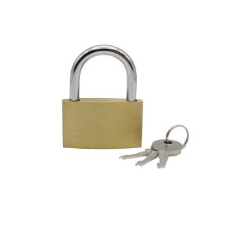 Padlock, brass, 50 mm, band Ø 6 mm, incl. 3 keys