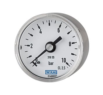 Pressure gauge Ø 40 mm, G 1/8 on rear side, 0 - 10 bar, 1.4571