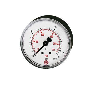 Standard pressure gauge, rear centric, G 1/4, 0 - 16 bar/230 psi