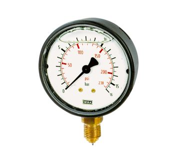 Glycerine pressure gauge, radial bottom, G 1/4, -1/+0.6 bar, Ø 63