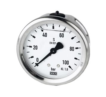 Glycerine pressure gauge, rear centric, G 1/4, 0 - 1 bar, Ø 63