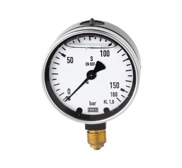 Glycerine pressure gauge, radial bottom, G 1/4, -1/+0.6 bar, Ø 63