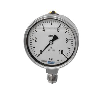 Glycerine pressure gauge, CrNi steel, G 1/4, -1 / +0.6 bar, Ø 63