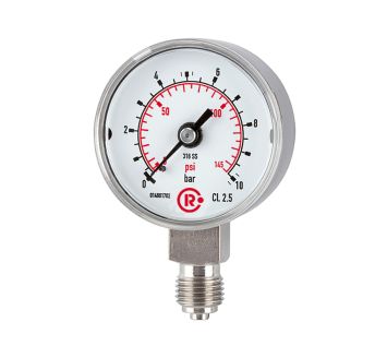 Standardmanometer, CrNi-Stahl, G 1/4 unten, 0 - 1,0 bar, Ø 40