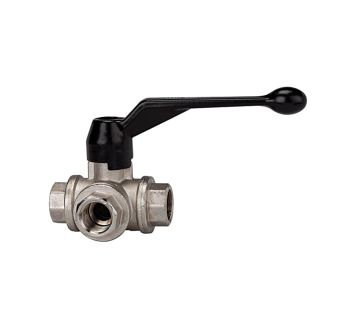 3-way ball valve, T-hole, standard type, Rp 3/4