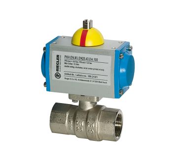 Brass ball valve, Pneum. actuation drive spring switching, Rp 1/2