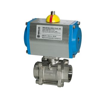 Stainless steel ball valve, Pneumat. actuation drive, Rp 1/2