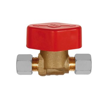 Quick connect blocking valve bright brass, 12 mm pipe connection