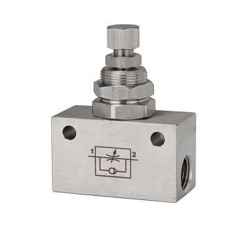 Throttle check valve, in block shape, Stainless steel, G 1/4