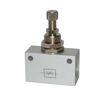 Throttle valve, in block shape, Anodised aluminium, G 3/8