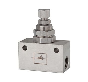 Throttle valve, in block shape, Stainless steel 1.4404, G 1/4