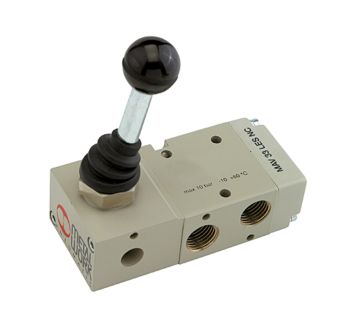 3/2-way valve, man. 90° lever monostable, G1/4