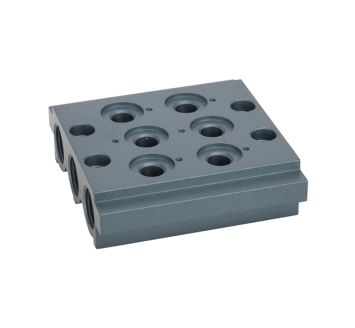 Multi-base plate for the way valves, 2 valve positions, G 1/4