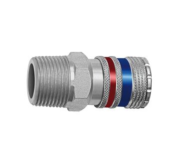 Safety coupling I.D. 10, Steel / brass galvanised, R 1/2 ET