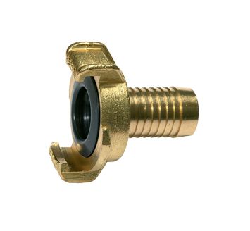 GEKA hose piece, rigid, bright brass, Connection I.D. 19