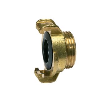 GEKA threaded piece, rigid, bright brass, G 3/8 exterior