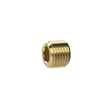 Locking screw, Hexagonal socket, without flange, M8x0.75, Brass