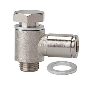 Push-in L-fitting »metallica«, rotating, M5 o., for hose ext. Ø 5