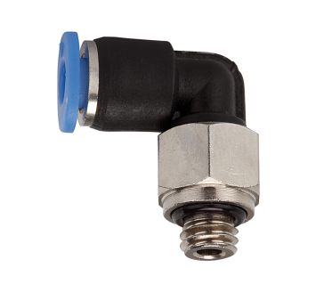 Push-in L-fitting »Blue Series« mini, rotating, M5