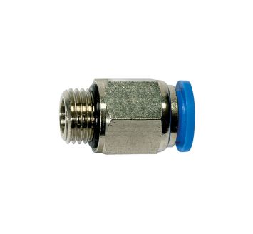 Straight push-in fitting »Blue Series«, M5 o., hose exterior Ø 6