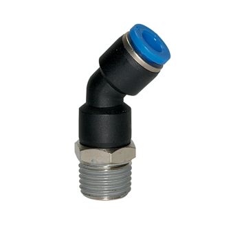 Push-in fitting 45° »Blue Series«, rotating, R 3/8 o.