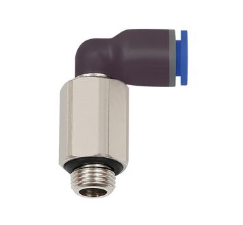 Push-in L-fitting »Blue Series« long, rotating, M5 o.