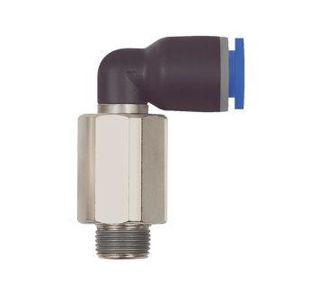 Push-in L-fitting »Blue Series« long, rotating, R 1/8 o.