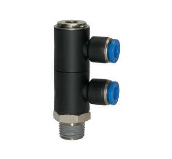 L-multi-distributor »Blue Series«, 2-fold, rotating, R 1/4 o.