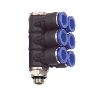 L-multi-distributor »Blue Series«, 6-fold, rotating, G 1/8 o.