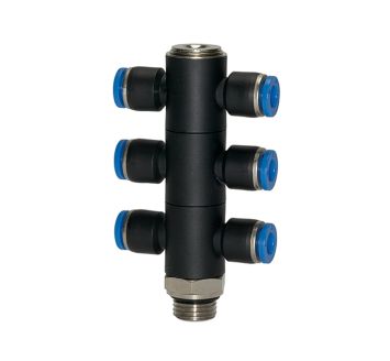 T-multi-distributor »Blue Series«, 6-fold, rotating, G 1/4 o.