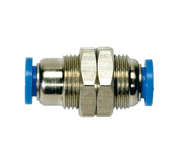 Straight push-in bulkhead connector »Blue Series«, M16x1