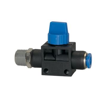 Blocking valve »Blue Series«, Plug connector, R 3/8 o., hose Ø 8