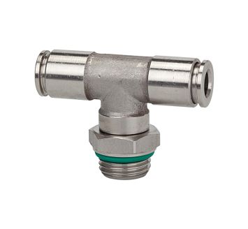 Push-in T-fitting, rotating, M5 o., for hose exterior Ø 4 mm