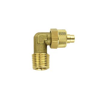 Angled screw-in fitting, R 1/4 o., for hose 6/4 mm, AF 8, Brass