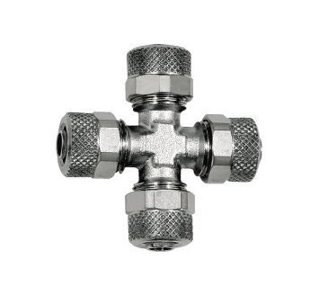 Kreuzverbindung, für Schlauch 10/8 mm, SW 12, Messing vernickelt