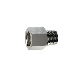 Extension piece, short, R 1/8 o., G 3/8 i., nickel-plated brass