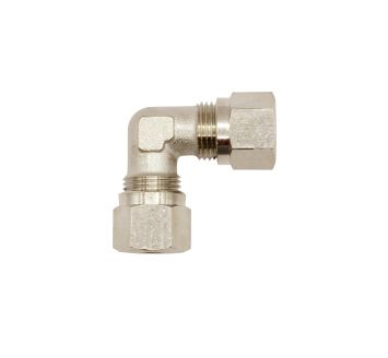 Angled fitting, Pipe exterior Ø 6 mm, nickel-plated brass