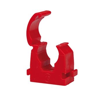 Pipe clamp, Polypropylene, for pipe exterior Ø 15 mm, red