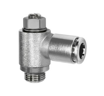 Throttle check valve, discharge, G 3/8, plug-in connector 10