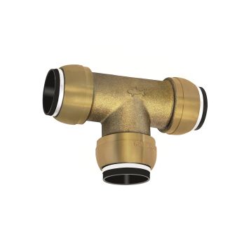 T-connection, Brass, »sharkbite«, for pipe exterior ø 54 mm