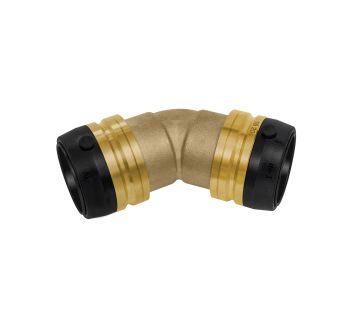 Angle connector 45°, Brass, »sharkbite«, f. pipe exterior ø 28 mm