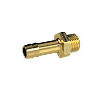 Screw-in hose connector, R 3/8 o., for hose I.D. 4, AF 19, brass