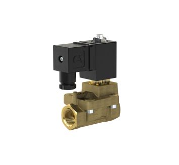 2/2 solenoid valve, NC, G 3/8, PN 0.5-16, FPM, pilot-op. 230V AC