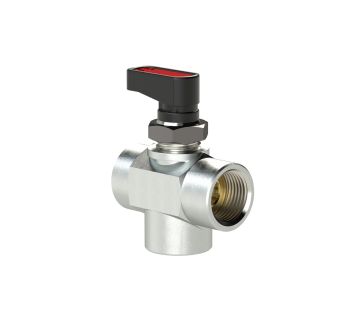 3-way mini ball valve, L-bore, Brass chrome plated, G 1/4 IT