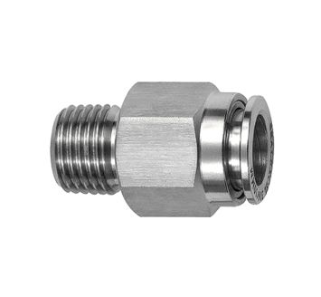 Straight push-in fitting R 3/8 o., for hose exterior Ø 8 mm