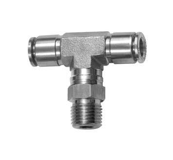 Push-in T-fitting, rotating, R 3/8 o., for hose exterior Ø 8 mm