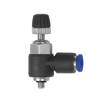 Throttle check valve »Blue Series« mini Discharge throttle, M3 o.