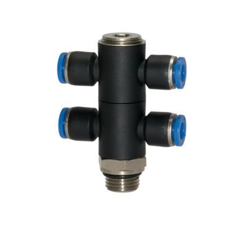 T-multi-distributor »Blue Series«, 4-fold, rotating, G 1/4 o.
