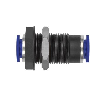 Straight push-in bulkhead connector »Blue Series«, M16x1.5