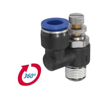 Throttle check valve »Blue Series«, Supply air throttle, R 1/4 o.